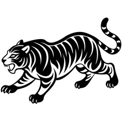 Running tiger silhouette vector illustration