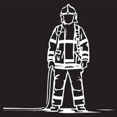Firefighter vector, logo, icon, silhouette design template black and white