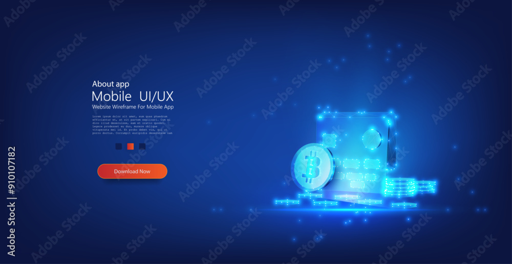 Fototapete a 3d illustration featuring a glowing bitcoin symbol and a digital representation of financial data 