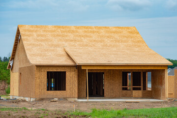 unfinished new plywood house