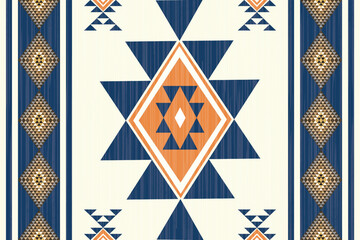 Navajo tribal vector seamless pattern. Native American ornament. Ethnic South Western decor style. Ikat Boho geometric ornament. Vector seamless pattern. Mexican blanket, rug. Woven carpet