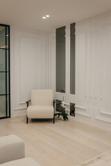 Interior of Living room with chair in apartment	
