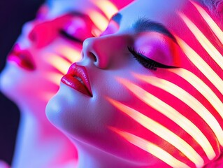 Obraz premium Surreal image of abstract figures with fluid makeup, performing ethereal music at dreamscape attractions, vibrant colors, high detail