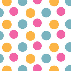 Colorful hand-drawn polka-dot seamless pattern design