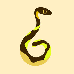 ヘビのベクターイラスト、パステルカラー、イエロー