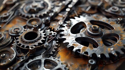 A close-up of interconnected gears, showcasing the intricate workings of machinery