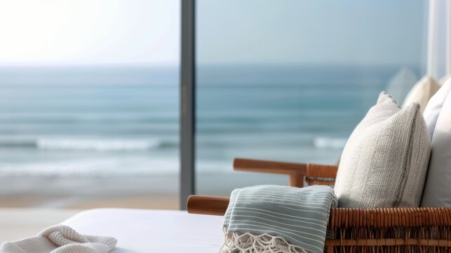 Relaxing Beach View From a Cozy Chair in a Modern Living Space