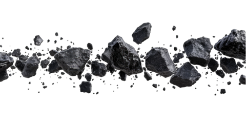 A line of rocks is scattered across transparent background