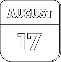 17 August Date Calender Icon Line