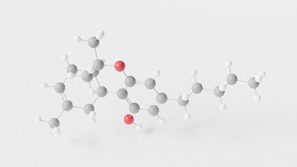 delta-8-tetrahydrocannabinol molecule 3d, molecular structure, ball and stick model, structural chemical formula delta-8-thc