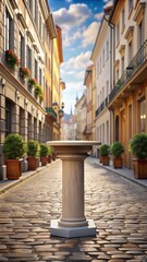 pedestal on european street product placement background