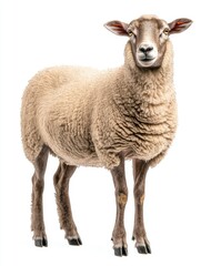 Fototapeta premium An Stock domestic sheep is isolated on white with a transparent PNG as its background