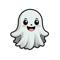 Obraz premium Cute Halloween ghost sticker.Transparent,no background.Halloween theme.