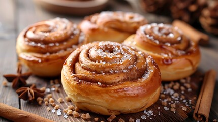 Delectable new cinnamon buns with sugar and cinnamon rings