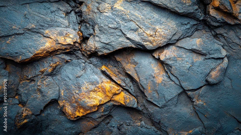 Aufkleber a close-up view of a textured rock surface reveals intricate patterns and a blend of dark and golden