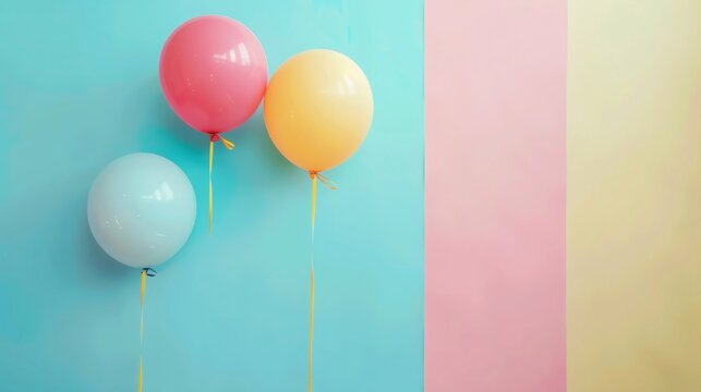 Minion Balloon, border, pastel color background Wallpaper, blank in the middle, minimalism, negative space