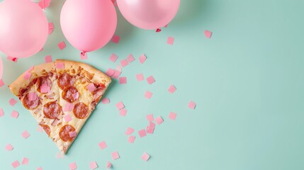 Pizza slice Balloon, border, pastel color background Wallpaper, blank in the middle, minimalism, negative space