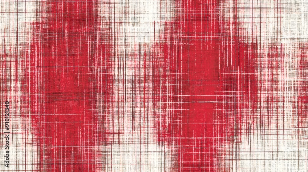 Poster a striking red and white textured fabric pattern, ideal for upholstery or craft projects, displaying