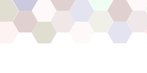 The geometric hexagon texture pattern design. The abstract colorful hexagon design white background abstract wall decorative in the bath copy space, technology, data, commination.