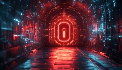 Secure Digital Lock Concept: Binary Code Integration and Futuristic Security Patterns, 