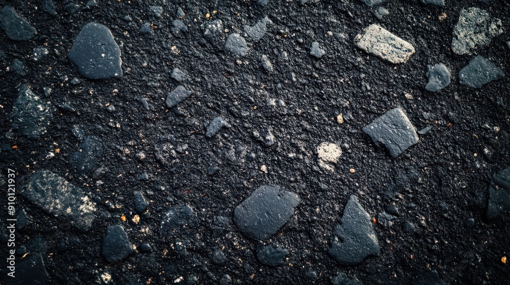 Aufkleber the asphalt surface showcases an array of textured rock particles under bright daylight, highlightin