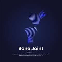Human Bone Joint medical structure. simple line art Bone Vector logotype illustration on dark background. knee, leg bones logo vector template suitable for organization, company, or community. EPS 10