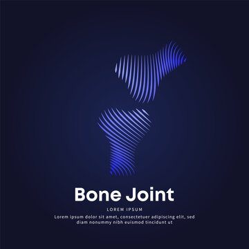 Human Bone Joint medical structure. simple line art Bone Vector logotype illustration on dark background. knee, leg bones logo vector template suitable for organization, company, or community. EPS 10