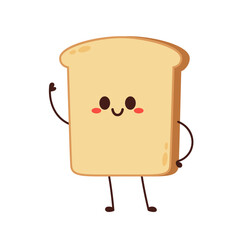 Cute happy toast. Vector cartoon character illustration icon design. Isolated on white background. Bread character design.