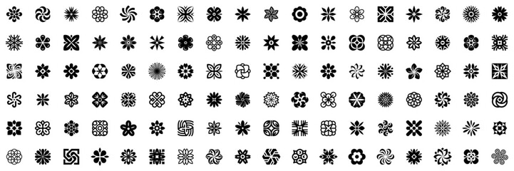 Flowers logos collection. Geometrical abstract logos. Floral ornament Icon