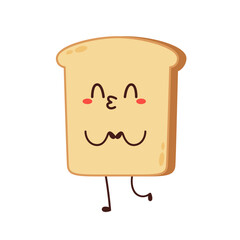 Cute happy toast. Vector cartoon character illustration icon design. Isolated on white background. Bread character design.