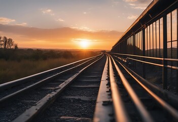 Fototapeta premium guard strada tramonto rail street sunset highway limit impressive asphalt light travel