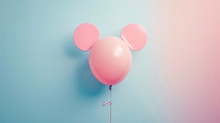 Mickey Mouse head Balloon, border, pastel color background Wallpaper, blank in the middle, minimalism, negative space