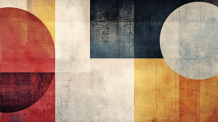 Abstract compositions featuring grainy textures and overlapping shapes in muted tones