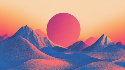 Soft color gradients with a grainy risograph texture and bold shapes
