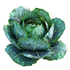 Obraz premium Close-up of a fresh isolated on transparency PNG background, vibrant green cabbage with detailed leaves. Perfect for use in culinary, gardening, and health-related projects.