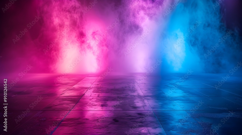 Poster mesmerizing neon gradient with dynamic light streaks for product concept display