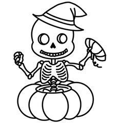 skeleton with pumpkin