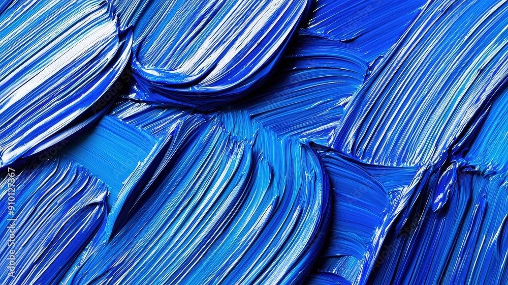 Poster Bold blue paint strokes exhibit dynamic texture and movement, showcasing an artistic expression on a canvas surface