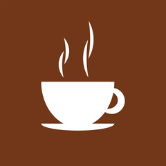 Coffee Cup Silhouette. Hot Coffee Cup Icon. Coffee Cup with dark brown background. Vector EPS 10.