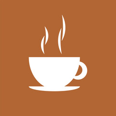 Coffee Cup Silhouette. Hot Coffee Cup Icon. Coffee Cup with brown background. Vector EPS 10.