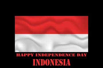 Indonesian flag with realistic wave motif, Republic of Indonesia Independence Day