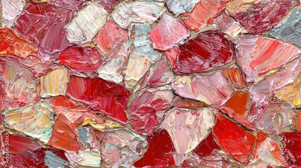 Aufkleber a vibrant display of textured colors in red and pink hues creates a captivating visual experience su