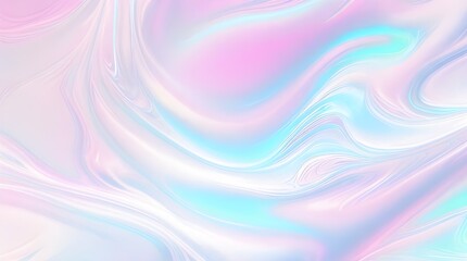 Obraz premium Holographic background seamless trendy iridescent light foil texture. Soft holographic pastel unicorn marble background pattern. Modern pearlescent blurry abstract swirl illustration. 