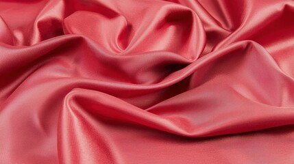 Obraz premium The rich red satin fabric flows gracefully, showcasing its smooth texture and vibrant color in an elegant display across a flat surface