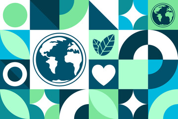Obraz premium World Ozone Day. September 16. International Day for the Preservation of the Ozone Layer. Seamless geometric pattern. Template for background, banner, card, poster. Vector illustration.