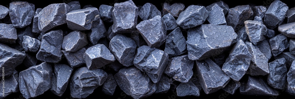 Aufkleber dark gray natural stones of varying sizes are arranged neatly in a row, showcasing their textures an