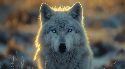Naklejka premium wolf portraits, nature and animal, wolf and blue eyes