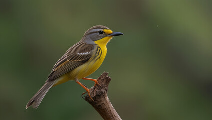 Fototapeta premium a yellow-headed bird perched on a branch by the river