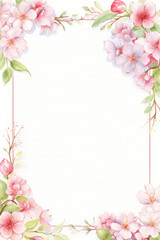 Fototapeta premium Pink flower frame with white background.