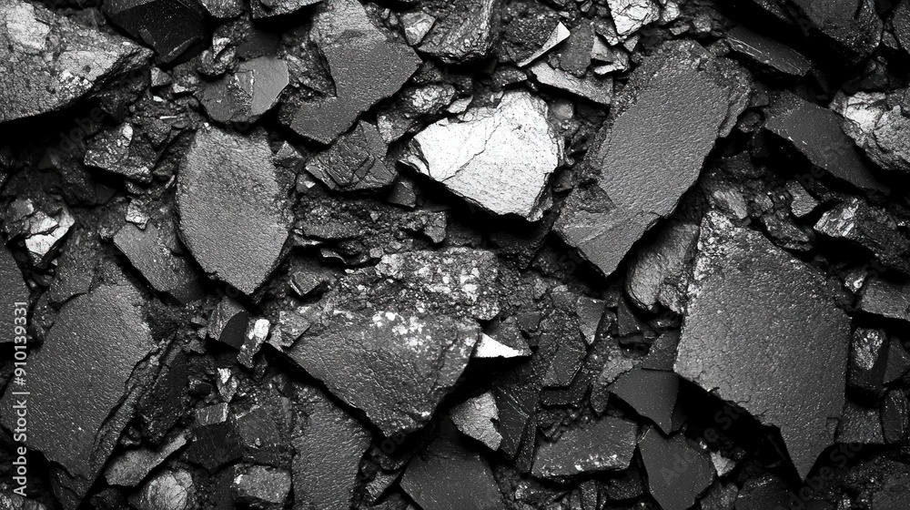 Poster various fragments of black shale create a textured surface, showcasing the geological features of th